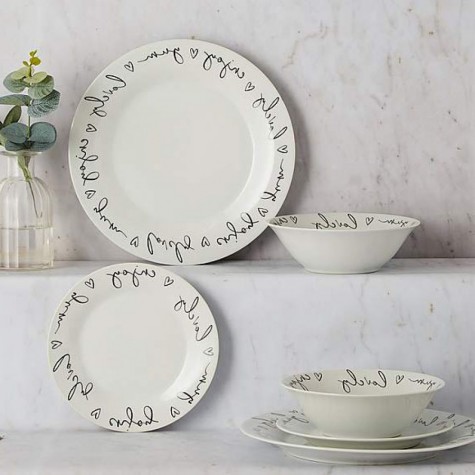 12 sets of dinnerware with modern lace design