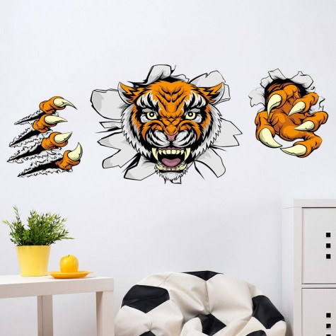 Creative Company Office Decorations Wall Stickers Domineering 3D Tiger Broken Wall * CM