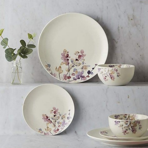 12 piece dinner set with pink flowers