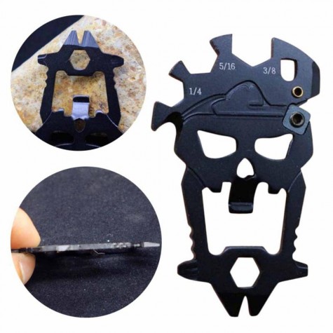 In  Outdoor Skull Multifunctional Combination Tool Multi-function Bottle Opener Screwdriver Key Knife Sharpener Carabiner Mutifunctional Survival Kit