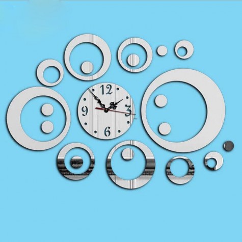 Creative Round 3D Acrylic Mirror Wall Sticker Quartz Clocks Watch Large Home Decor