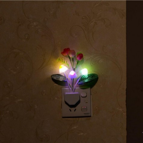 Roses Mushroom LED Light Control Night Light  Colors Changing Flower Home Wall Decor Gift