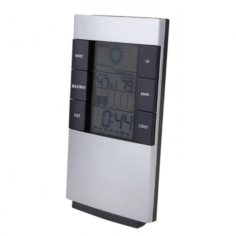 LCD Digital Thermometer Hygrometer Electronic Temperature Humidity Meter Clock Weather Station Clock