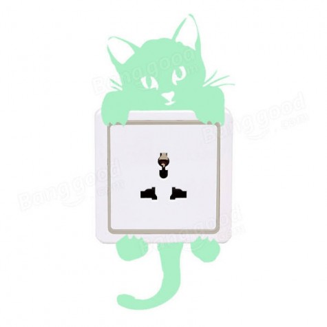 Cat Creative Luminous Switch Sticker Removable Glow In The Dark Wall Decal Home Decor