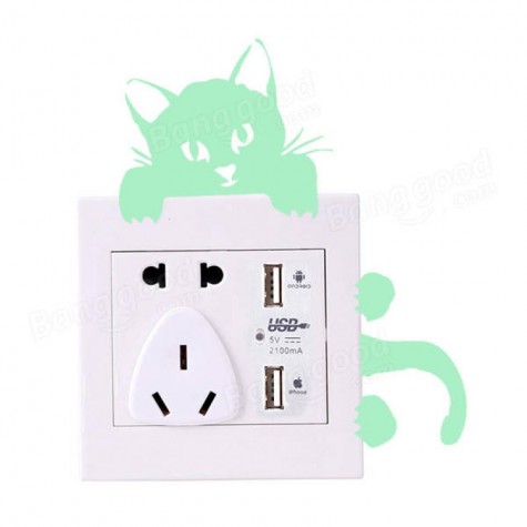 Cat Creative Luminous Switch Sticker Removable Glow In The Dark Wall Decal Home Decor