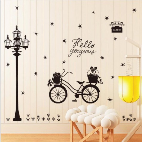 Bicycle Silhouette Creative PVC Wall Sticker Home Decor Mural Art Removable Wall Decals