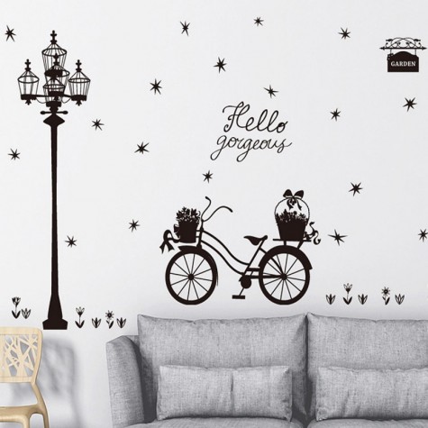 Bicycle Silhouette Creative PVC Wall Sticker Home Decor Mural Art Removable Wall Decals