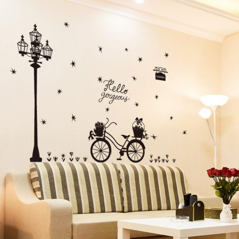 Bicycle Silhouette Creative PVC Wall Sticker Home Decor Mural Art Removable Wall Decals