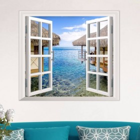 3D Artificial Window View D Wall Decals Sea View Room Stickers Home Wall Decor Gift