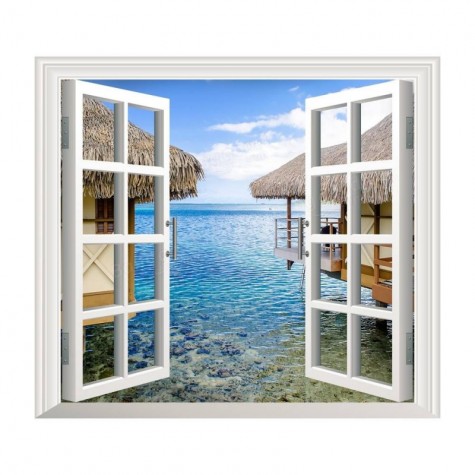 3D Artificial Window View D Wall Decals Sea View Room Stickers Home Wall Decor Gift