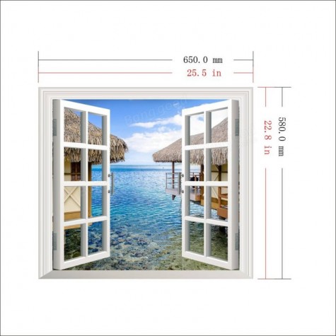 3D Artificial Window View D Wall Decals Sea View Room Stickers Home Wall Decor Gift