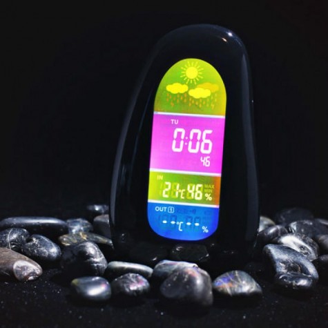 Wireless Weather Station Clock Pebble LED Alarm Clock Wireless Weather Report