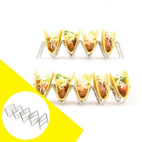 Wave Shaped Stainless Steel Mexican Taco Holder Display Stand Up Shell Food Rack