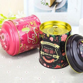 Double Cover Flower Pattern Tea Coffee Candy Storage Tin Box Organization Container