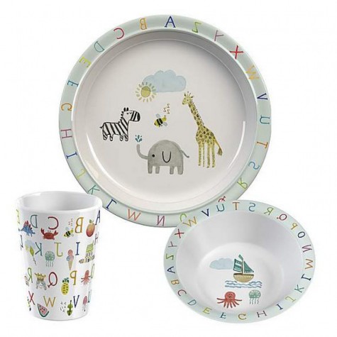 Animal letters melamine dinner set for children