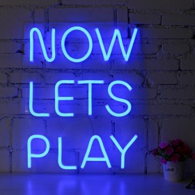 NOW LETS PLAY Neon Sign LED Tube Visual Artwork Bar Pub Club Wall Decor String Light