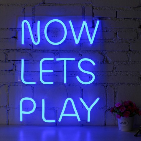 NOW LETS PLAY Neon Sign LED Tube Visual Artwork Bar Pub Club Wall Decor String Light