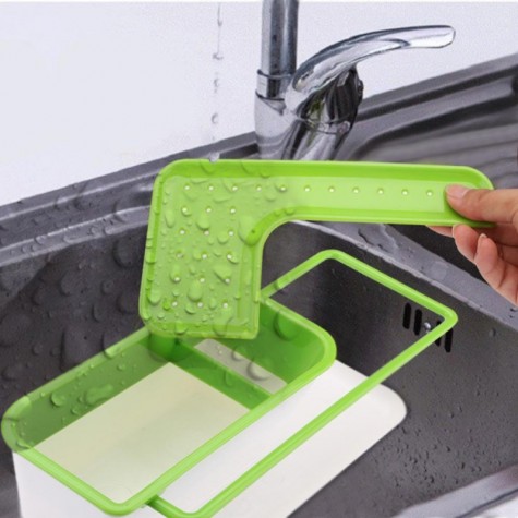 Kitchen Sponge Holder Box Dish Drying Rack Drain Shelf Draining Sink Organizer Kitchen Accessories