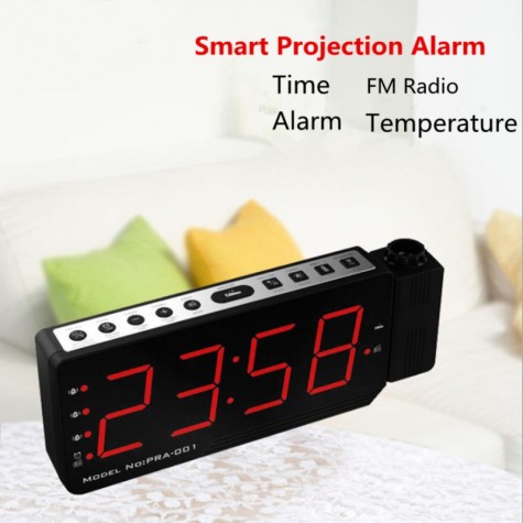 Alarm Clock Projector LED Digital Display Temperature Snooze FM Radio Projector Clock