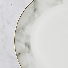 Marble effect 12 sets of gold plated tableware