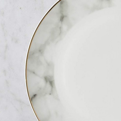 Marble effect 12 sets of gold plated tableware