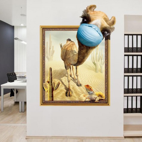 3D Creative Desert Camel Frame PVC Removable Home Room Decorative Wall Door Decor Sticker