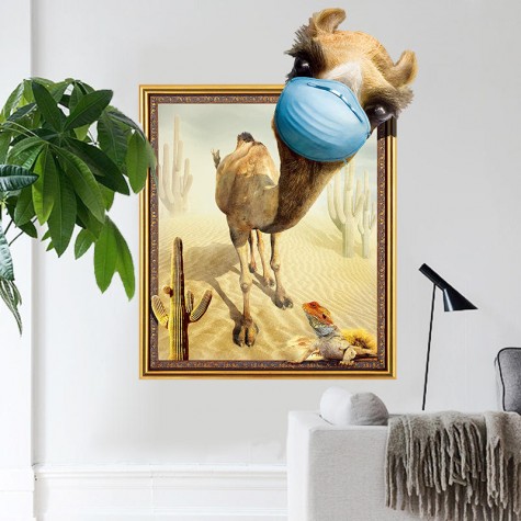 3D Creative Desert Camel Frame PVC Removable Home Room Decorative Wall Door Decor Sticker