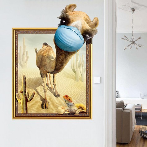 3D Creative Desert Camel Frame PVC Removable Home Room Decorative Wall Door Decor Sticker