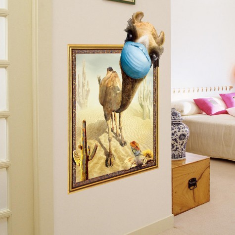 3D Creative Desert Camel Frame PVC Removable Home Room Decorative Wall Door Decor Sticker