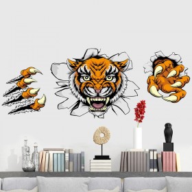 Creative Company Office Decorations Wall Stickers Domineering 3D Tiger Broken Wall * CM