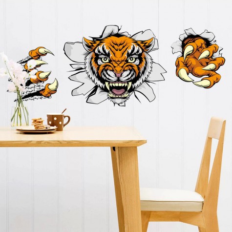 Creative Company Office Decorations Wall Stickers Domineering 3D Tiger Broken Wall * CM