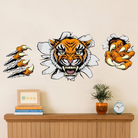 Creative Company Office Decorations Wall Stickers Domineering 3D Tiger Broken Wall * CM