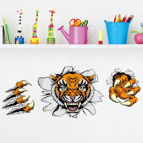 Creative Company Office Decorations Wall Stickers Domineering 3D Tiger Broken Wall * CM