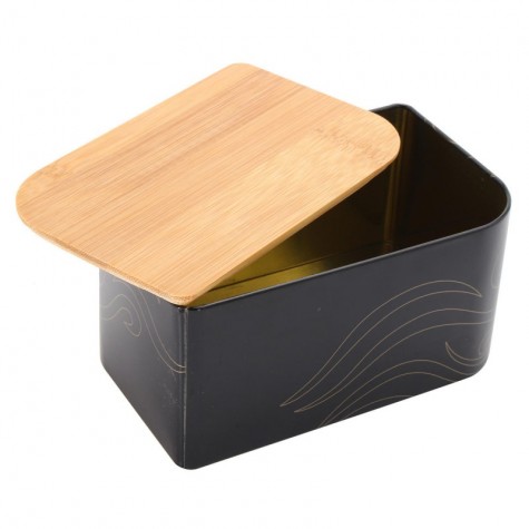 Black Vintage Metal Bread Tea Storage Bin Candy Container Boxes Kitchen Storage Container