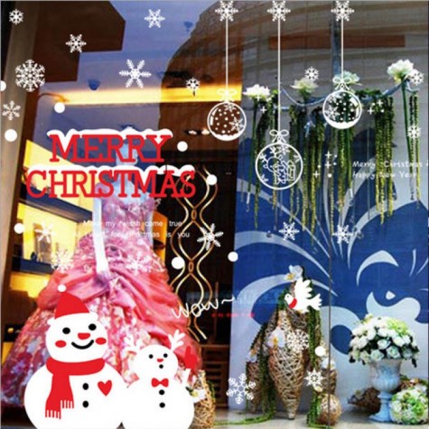 Set Merry Christmas New Year Hanging Snow Ball Design Pendant Removable Home Vinyl Window Wall Decor Sticker Removable Home Vinyl Window Wall Stickers Decal Decor Merry Christmas decoration