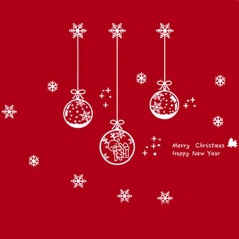 Set Merry Christmas New Year Hanging Snow Ball Design Pendant Removable Home Vinyl Window Wall Decor Sticker Removable Home Vinyl Window Wall Stickers Decal Decor Merry Christmas decoration