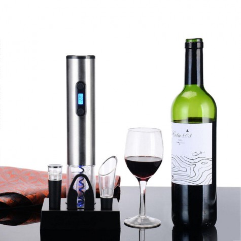 Household Electric Opener Set Stainless Steel Automatic Bottle Opener Kit With Charging Base Red Wine Electric Opener Set