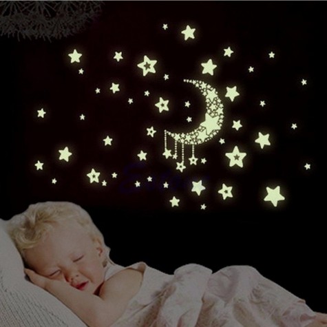 Luminous Star and Moon Creative PVC Wall Sticker Home Decor Mural Art Removable Wall Decals