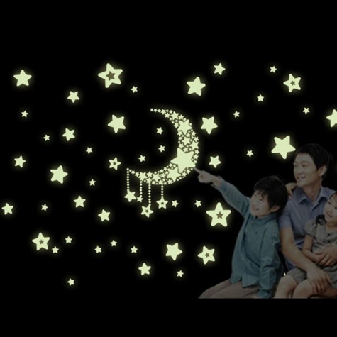 Luminous Star and Moon Creative PVC Wall Sticker Home Decor Mural Art Removable Wall Decals