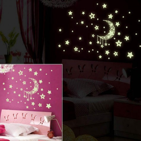 Luminous Star and Moon Creative PVC Wall Sticker Home Decor Mural Art Removable Wall Decals