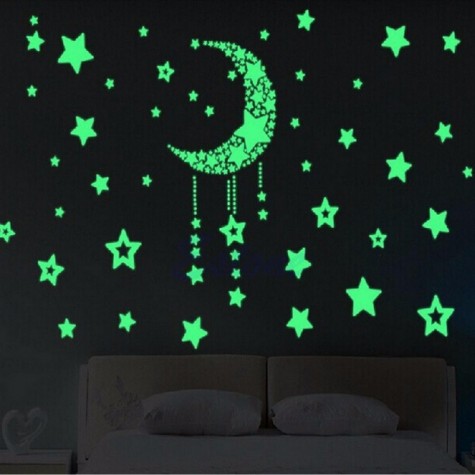 Luminous Star and Moon Creative PVC Wall Sticker Home Decor Mural Art Removable Wall Decals