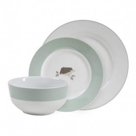 A 12-piece dinner set with hedgehog design