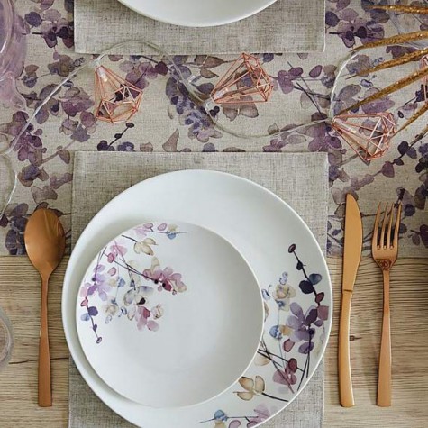 12 piece dinner set with pink flowers