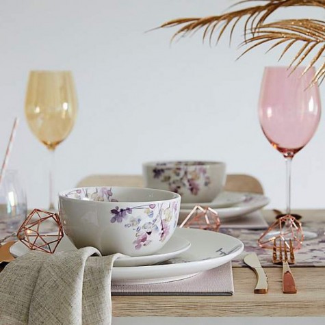 12 piece dinner set with pink flowers