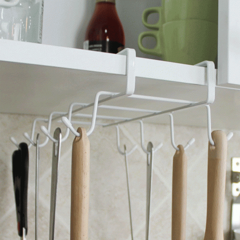 Hooks Stainless Steel Storage Rack Cupboard Hanging Hook Shelf Bathroom Organizer