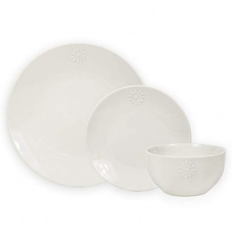 A 12-piece embossed dinner set