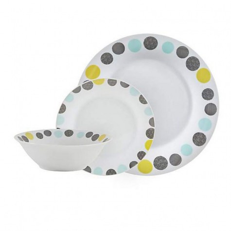 12 sets of dinner utensils with dots