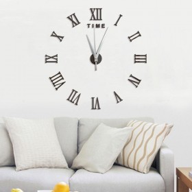 Large 3D DIY Wall Clock Roman Numerals Clock Frameless Mirror Surface Wall Sticker Home Decor For Living Room Bedroom