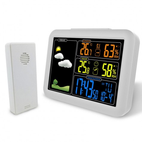 Radio Contraolled Alarm Clock Weather Station with Temperature Humidity Sensor Colorful