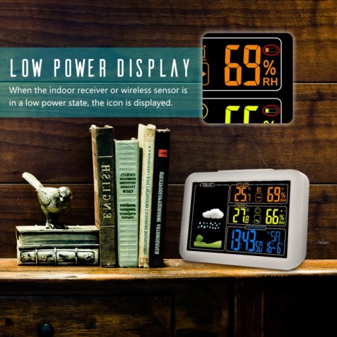 Radio Contraolled Alarm Clock Weather Station with Temperature Humidity Sensor Colorful